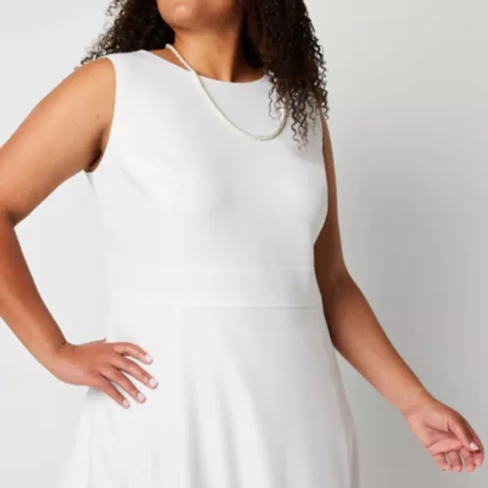 Black Label by Evan-Picone Womens Sleeveless Fit + Flare Dress Plus