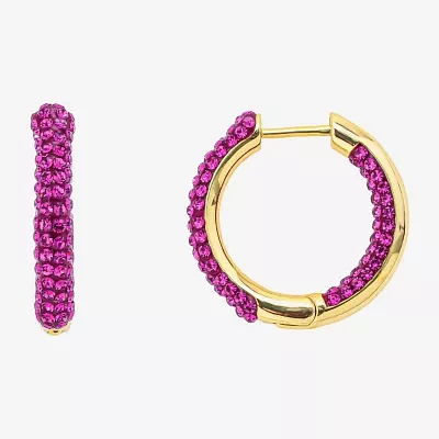 Sparkle Allure Womens Crystal 10K Gold Over Brass 20.1mm Hoop Earrings