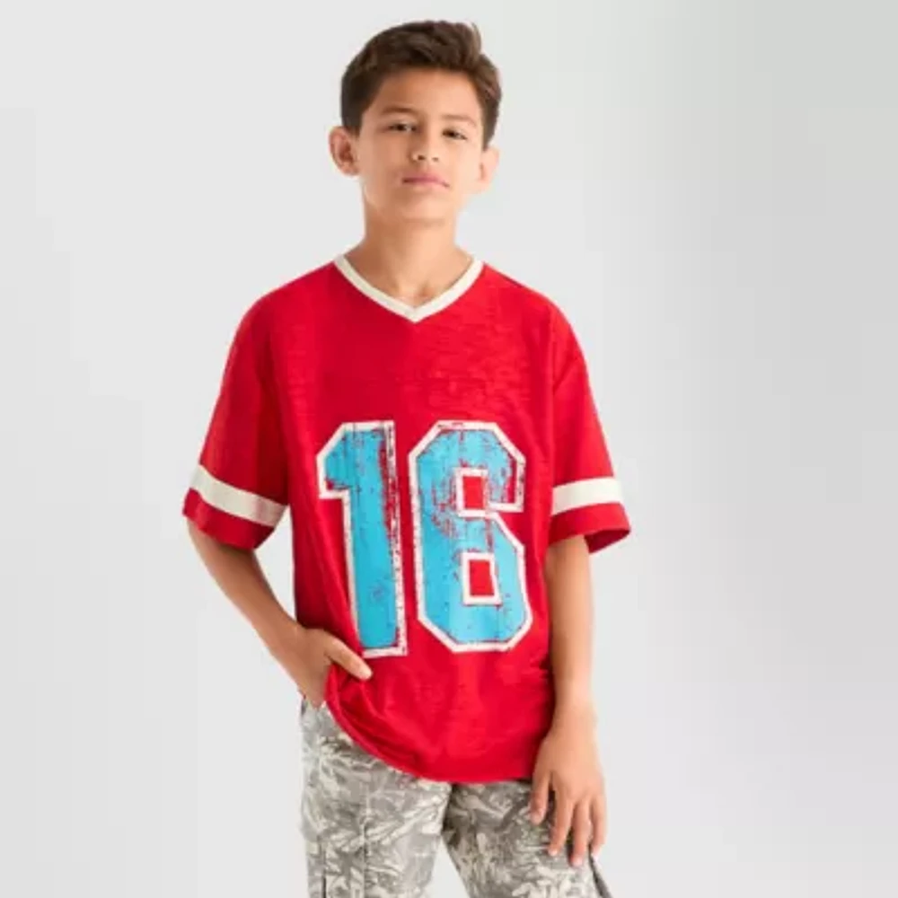 Thereabouts Little & Big Kid Boys V Neck Short Sleeve Regular Fit Graphic T-Shirt