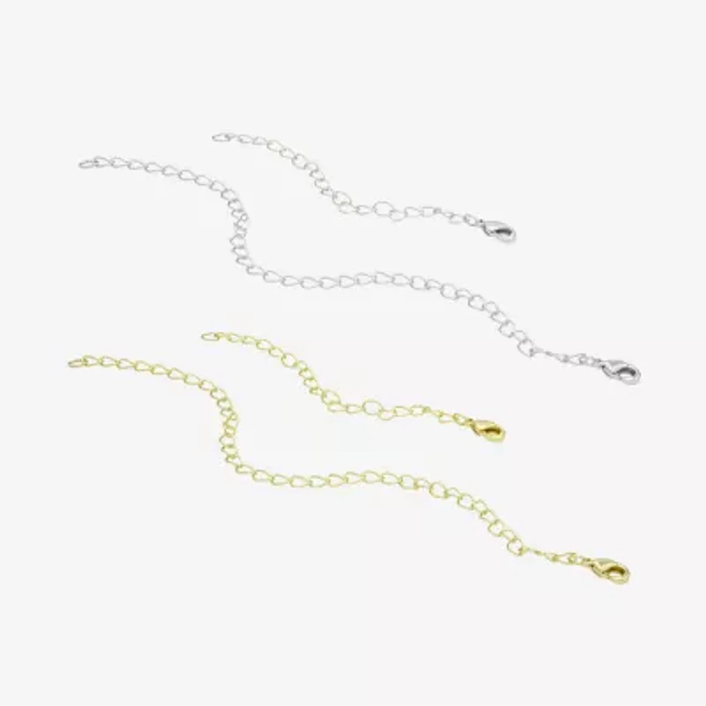 Silver Reflections Womens 14K Gold Over Brass Pure Silver Over Brass Inch Necklace Extender