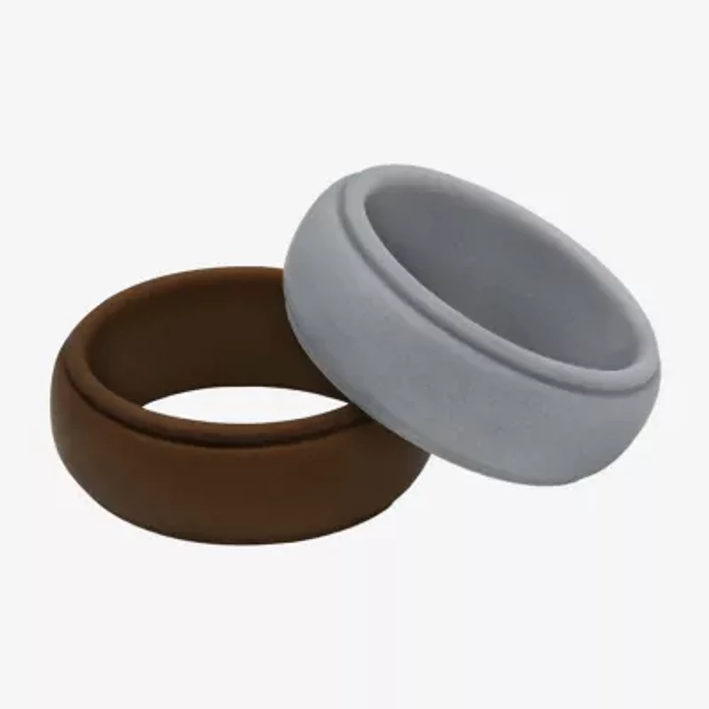 Silver Reflections Womens Silicone Ring Set