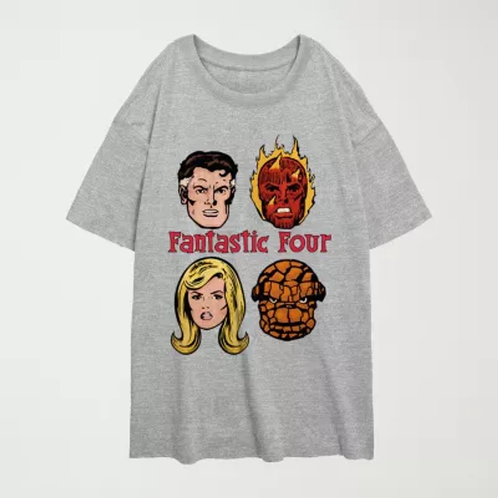 Fantastic Four Comic Tee Womens Crew Neck Short Sleeve Juniors Graphic T-Shirt