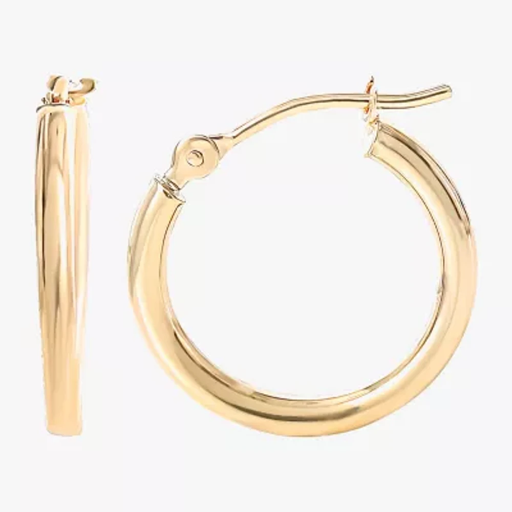 Girls 14K Gold 15mm Round Hoop Earrings