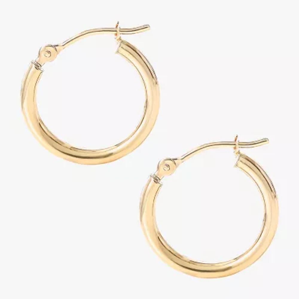 Girls 14K Gold 15mm Round Hoop Earrings