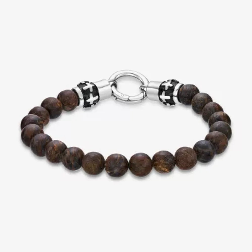 Mens Stainless Steel Beaded Bracelet