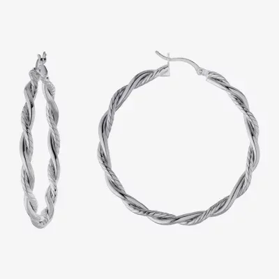 Womens Sterling Silver 50.8mm Hoop Earrings