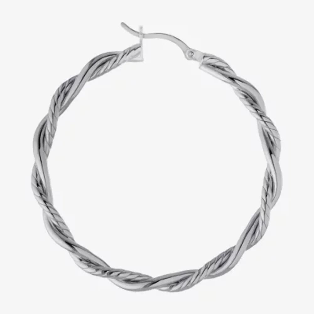 Womens Sterling Silver 50.8mm Hoop Earrings