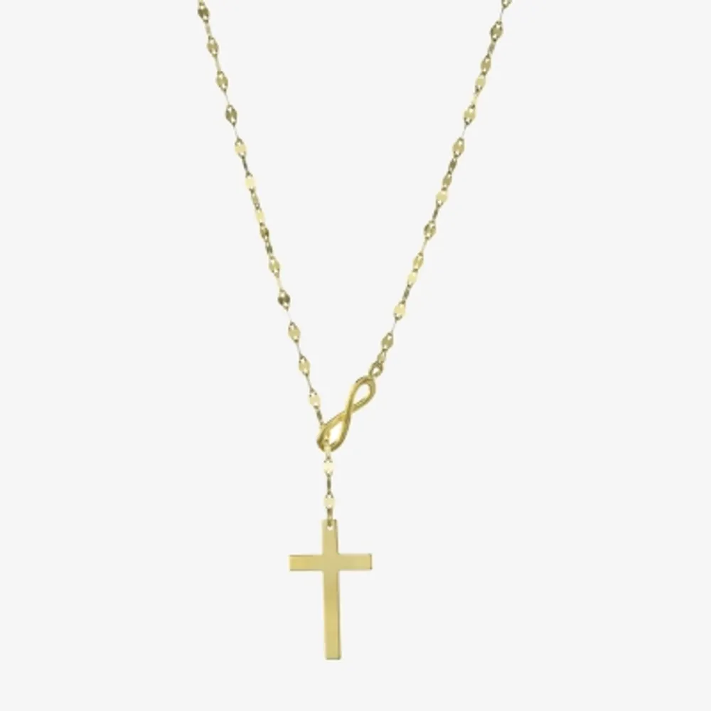 Womens 14K Gold Over Silver Cross 22 Inch Pendant Necklace