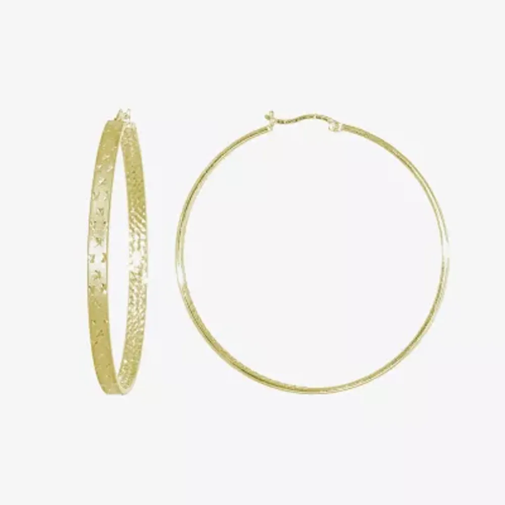 Womens 14K Gold Over Silver 50mm Hoop Earrings