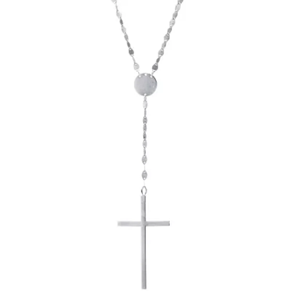 Womens Sterling Silver 18 Inch Rosary Necklace