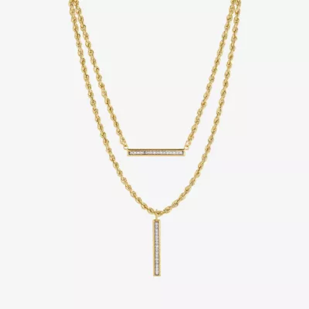 Womens 1/8 CT. T.W. Natural White Diamond 10K Gold 17 Inch Pendant Necklace