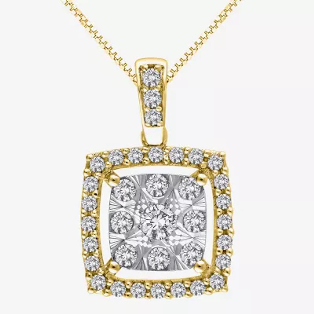 Womens 1/2 CT. T.W. Natural White Diamond 14K Two Tone Gold 18 Inch Pendant Necklace