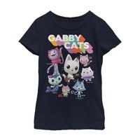 Little & Big Kid Girls Crew Neck Short Sleeve Regular Fit Gabby's Dollhouse Graphic T-Shirt