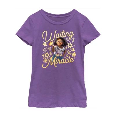 Disney Little & Big Kid Girls Crew Neck Short Sleeve Regular Fit Encanto Graphic T-Shirt