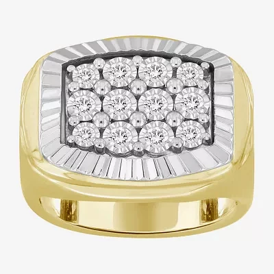 Mens 1/4 CT. T.W. Natural White Diamond 10K Two Tone Gold Fashion Ring