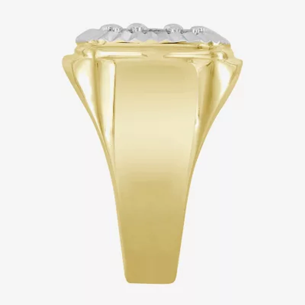 Mens 1/4 CT. T.W. Natural White Diamond 10K Two Tone Gold Fashion Ring