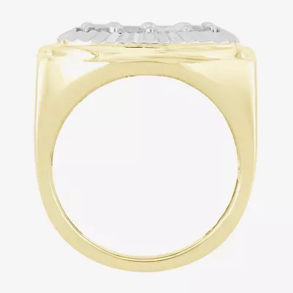 Mens 1/4 CT. T.W. Natural White Diamond 10K Two Tone Gold Fashion Ring