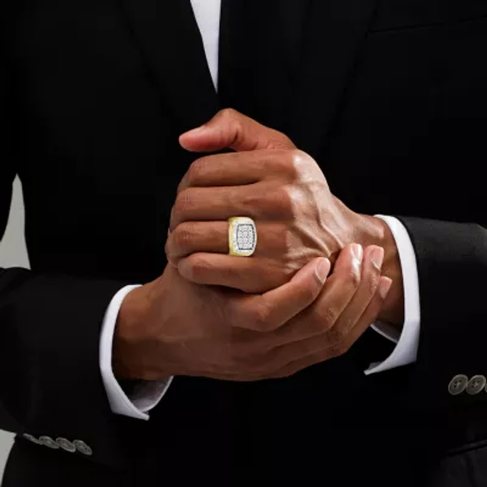 Mens 1/4 CT. T.W. Natural White Diamond 10K Two Tone Gold Fashion Ring