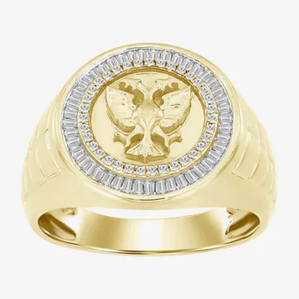 "Double Headed Eagle" Mens 1/2 CT. T.W. Natural White Diamond 10K Gold Fashion Ring