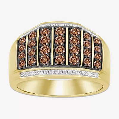 Mens 1 CT. T.W. Natural Champagne Diamond 10K Gold Fashion Ring