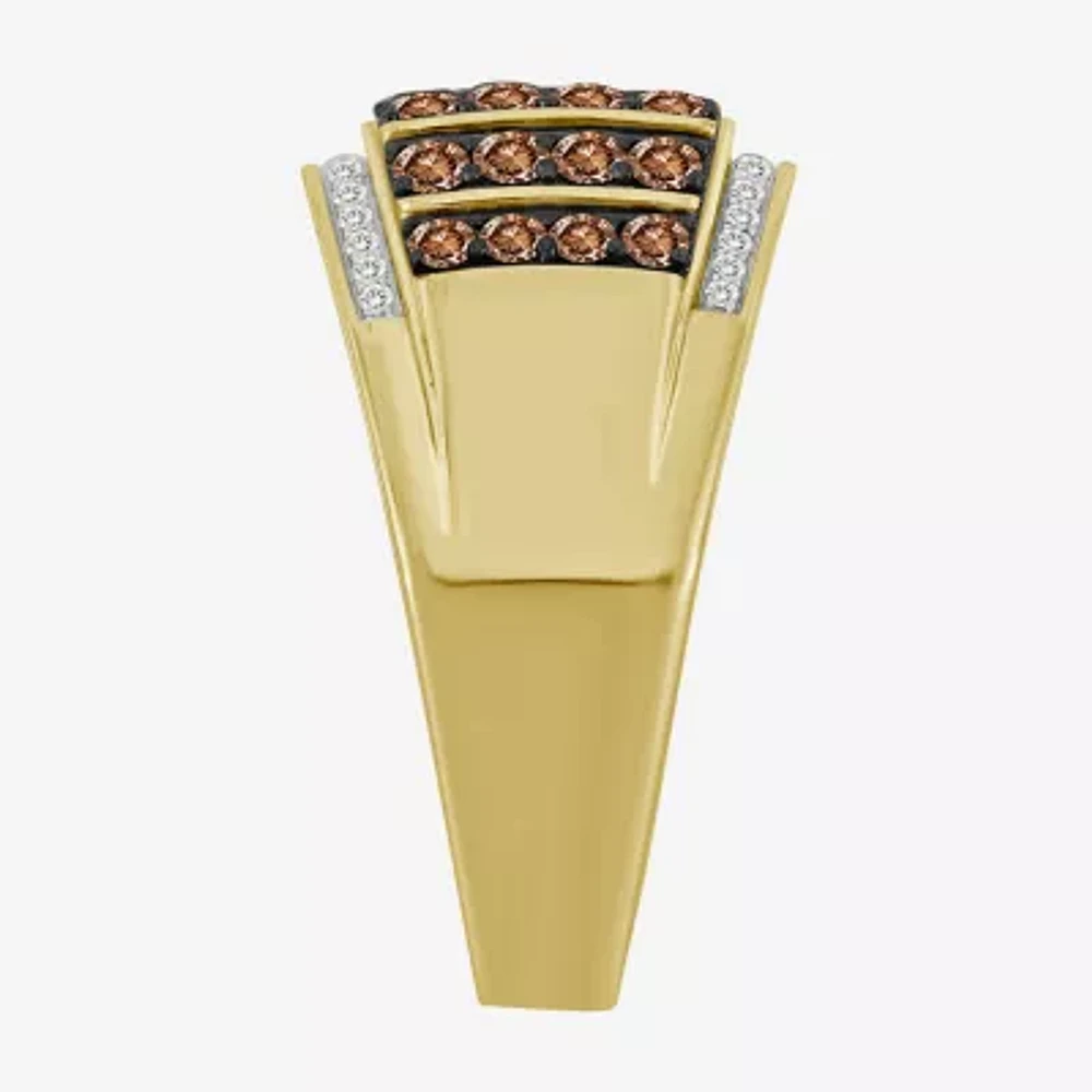 Mens 1 CT. T.W. Natural Champagne Diamond 10K Gold Fashion Ring