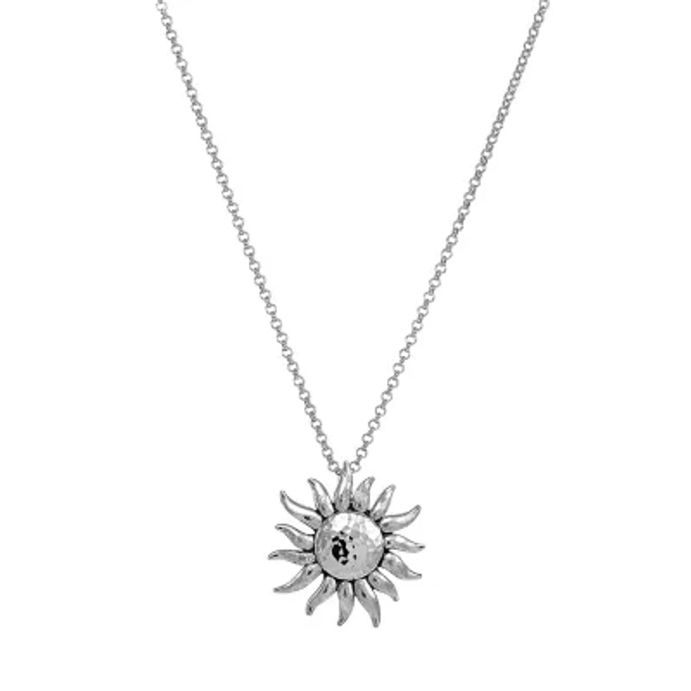 Forever Inspired Womens Sterling Silver Sun Pendant Necklace