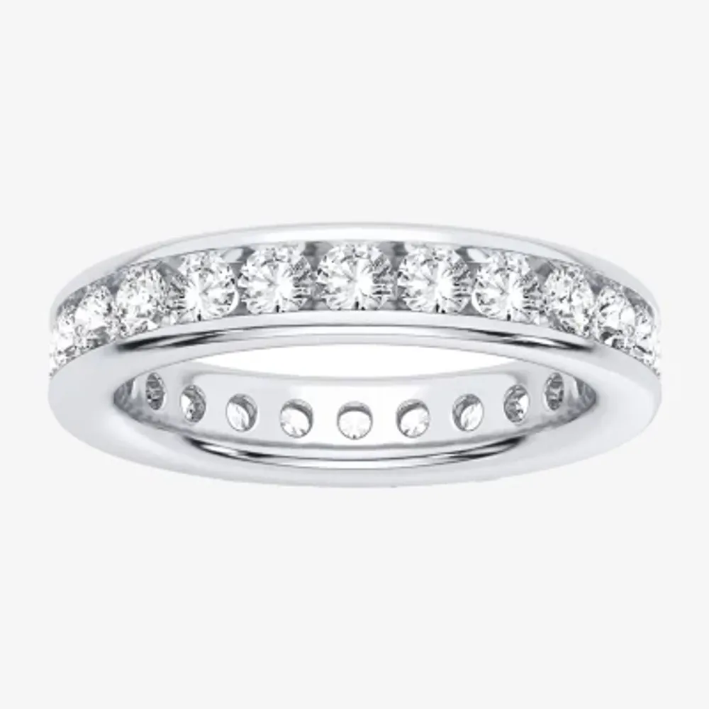 (H-I / Si1-Si2) Womens 3MM 2 CT. T.W. Lab Grown White Diamond 10K White Gold Eternity Wedding Band
