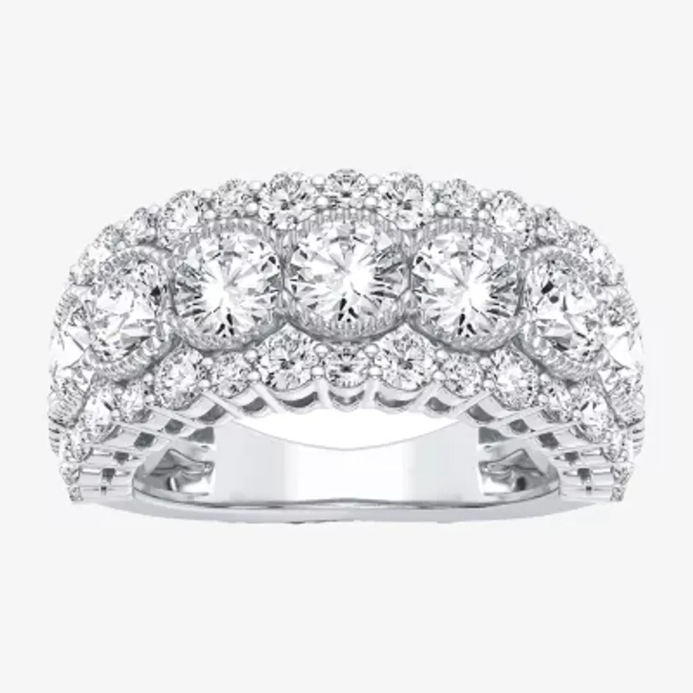 (H-I / Si1-Si2) Womens 8MM 3 CT. T.W. Lab Grown White Diamond 10K White Gold Anniversary Band