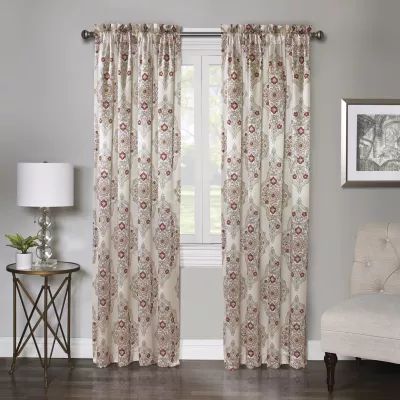 Regal Home Regency Medallion Rod Pocket Light-Filtering Single Curtain Panel