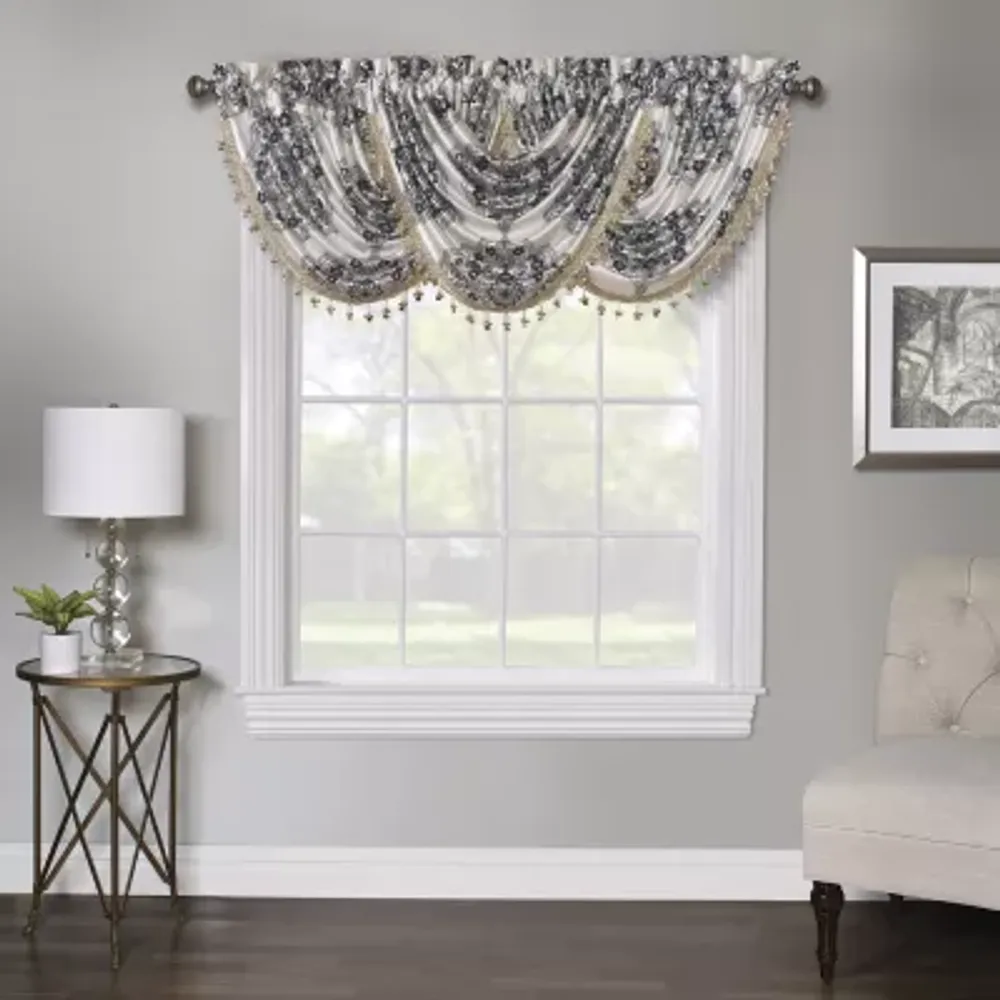 Regal Home Regency Medallion Rod Pocket Waterfall Valance