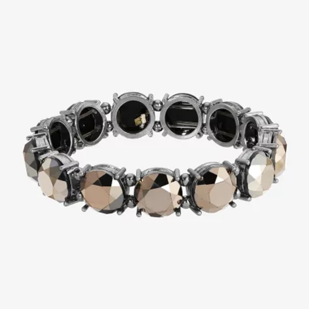 1928 Silver-Tone Womens Gray Stretch Bracelet