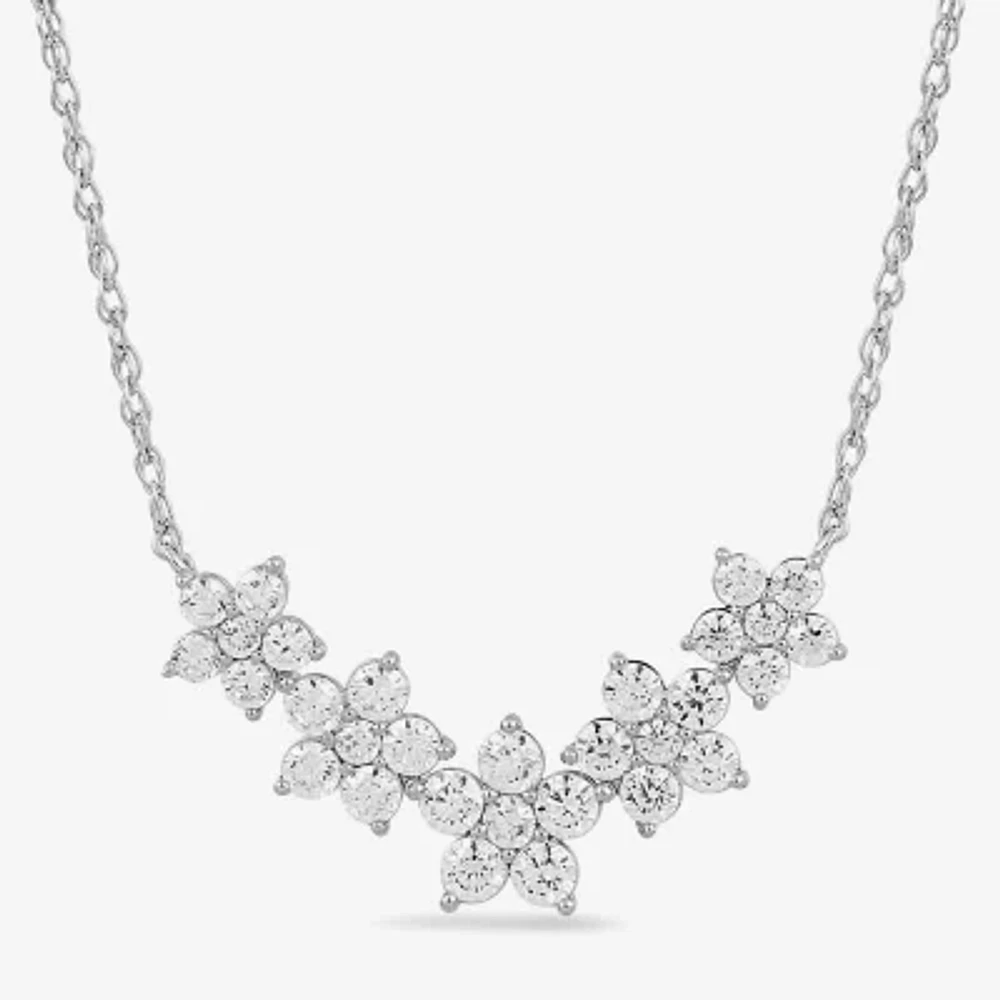 Diamond Blossom Womens 1 CT. T.W. Lab Grown White 10K Gold Flower 18 Inch Pendant Necklace