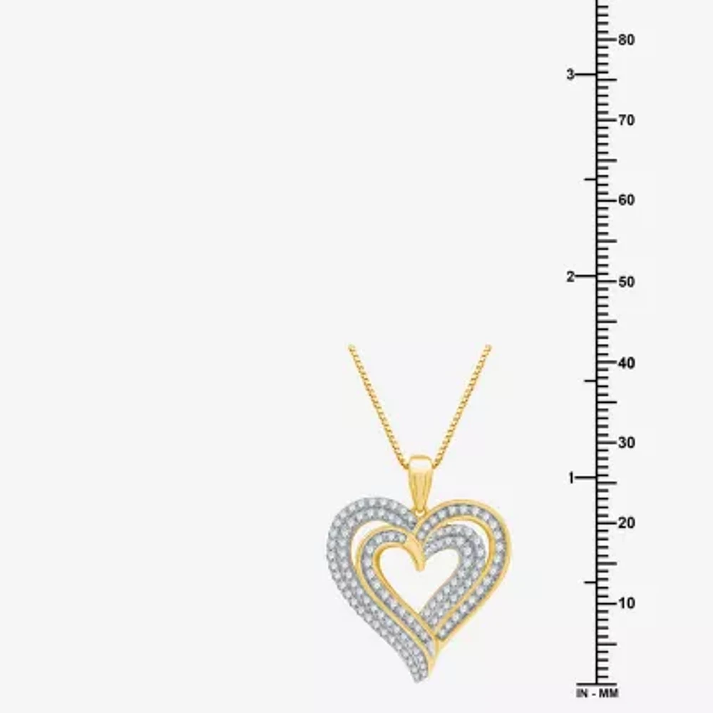 Womens / CT. T.W. Lab Grown White Diamond 14K Gold Over Silver Sterling Silver Heart 18 Inch Pendant Necklace