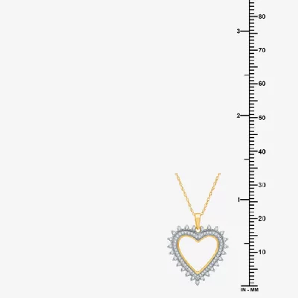 Womens / CT. T.W. Lab Grown White Diamond 14K Gold Over Silver Sterling Silver Heart 18 Inch Pendant Necklace