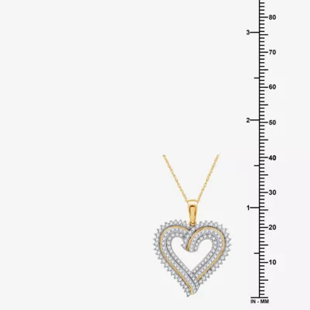 Womens / CT. T.W. Lab Grown White Diamond 14K Gold Over Silver Sterling Silver Heart 18 Inch Pendant Necklace