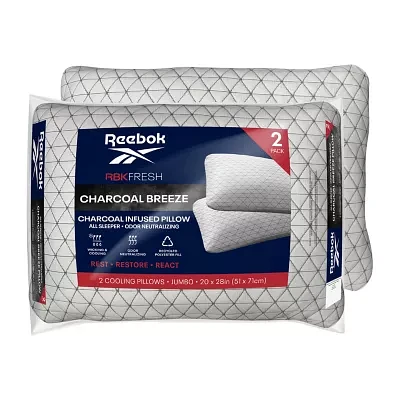 Reebok Charcoal Breeze 2-Pack Soft/Medium Density Bed Pillow