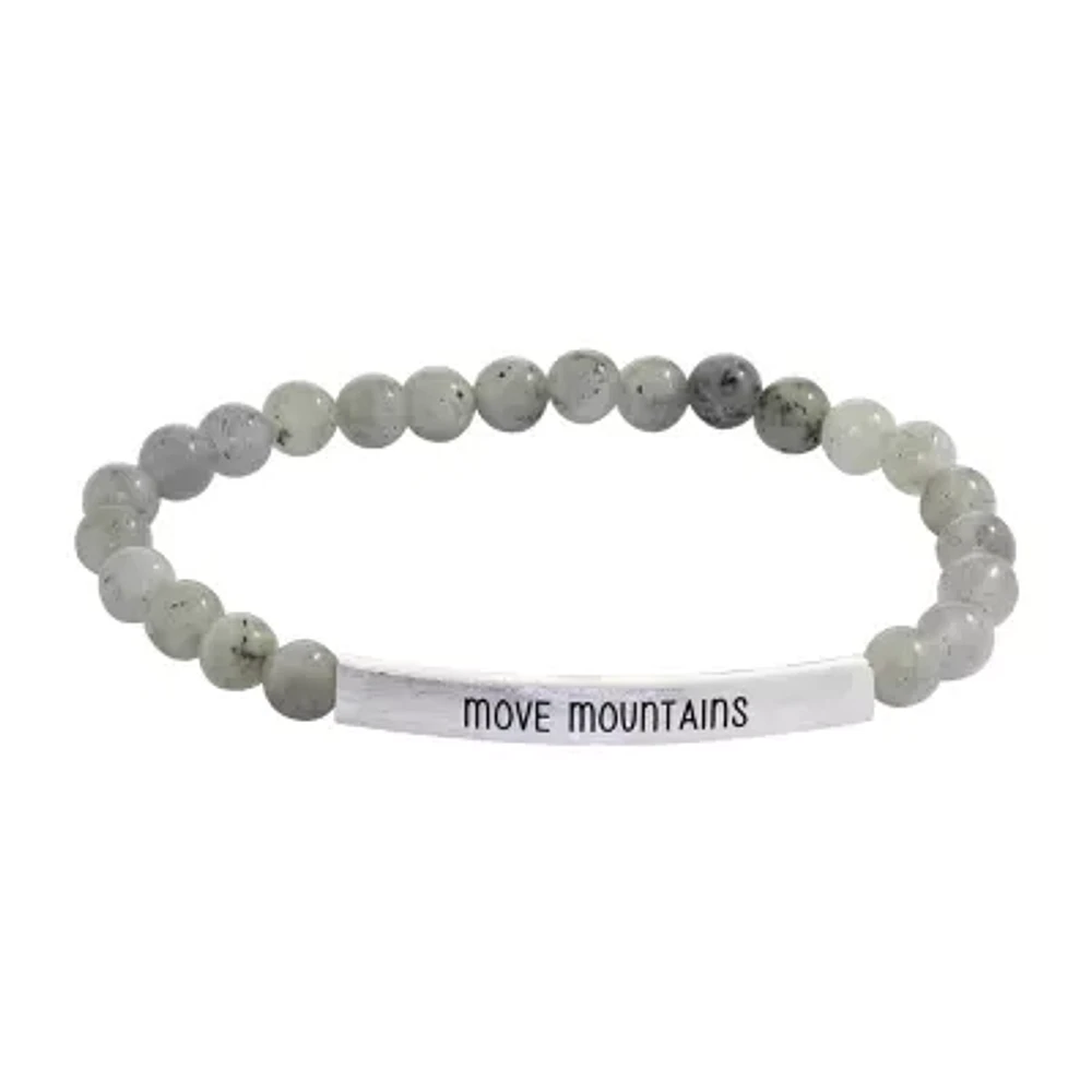 Sparkle Allure Empowerment Labradorite Womens Gray Bar Beaded Bracelet