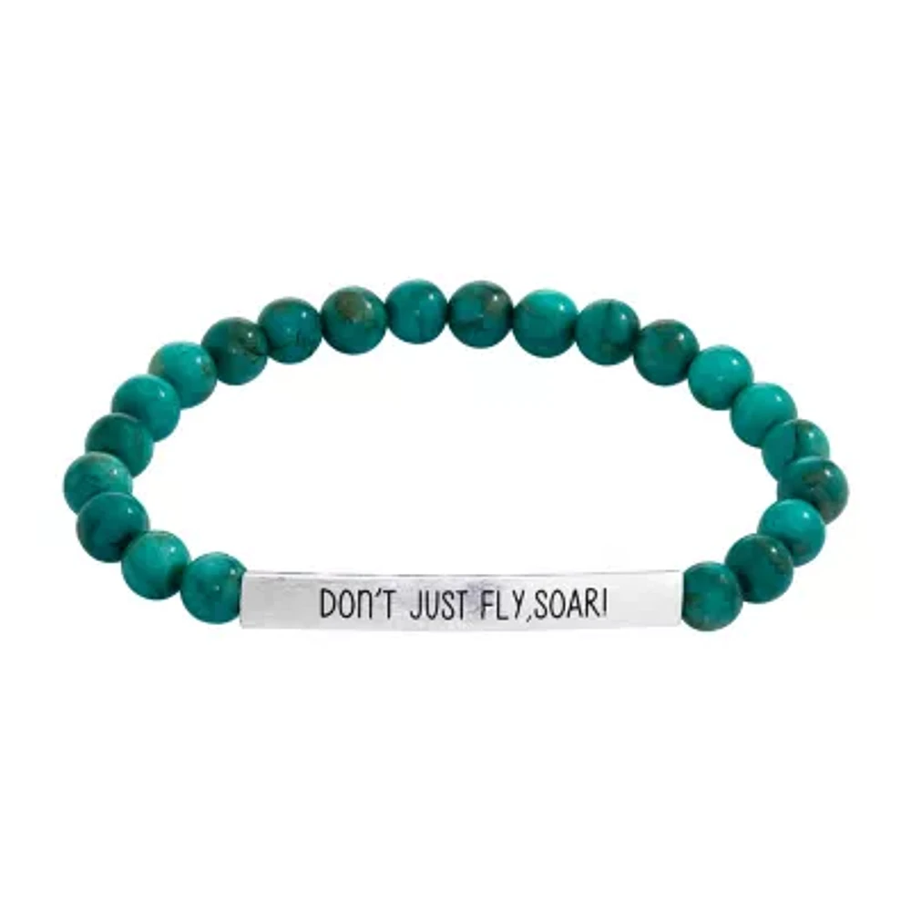 Sparkle Allure Empowerment Imperial Jasper Womens Blue Bar Beaded Bracelet