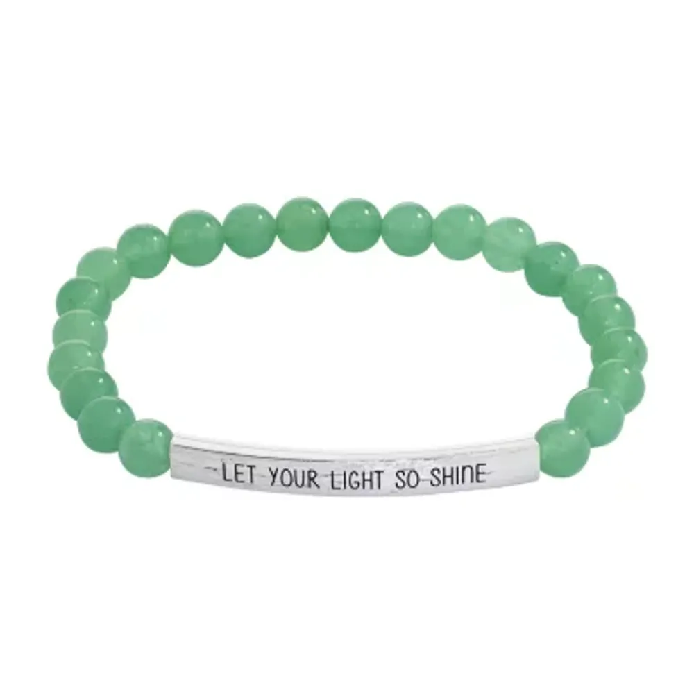 Sparkle Allure Empowerment Womens Green Aventurine Bar Beaded Bracelet