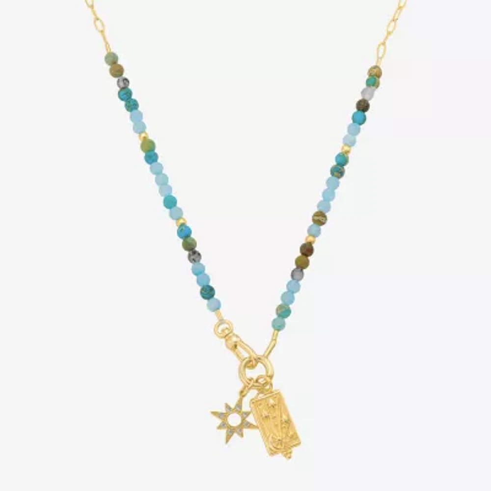Footnotes Womens Glass 10K Gold Over Brass 16 Inch Beaded Necklace