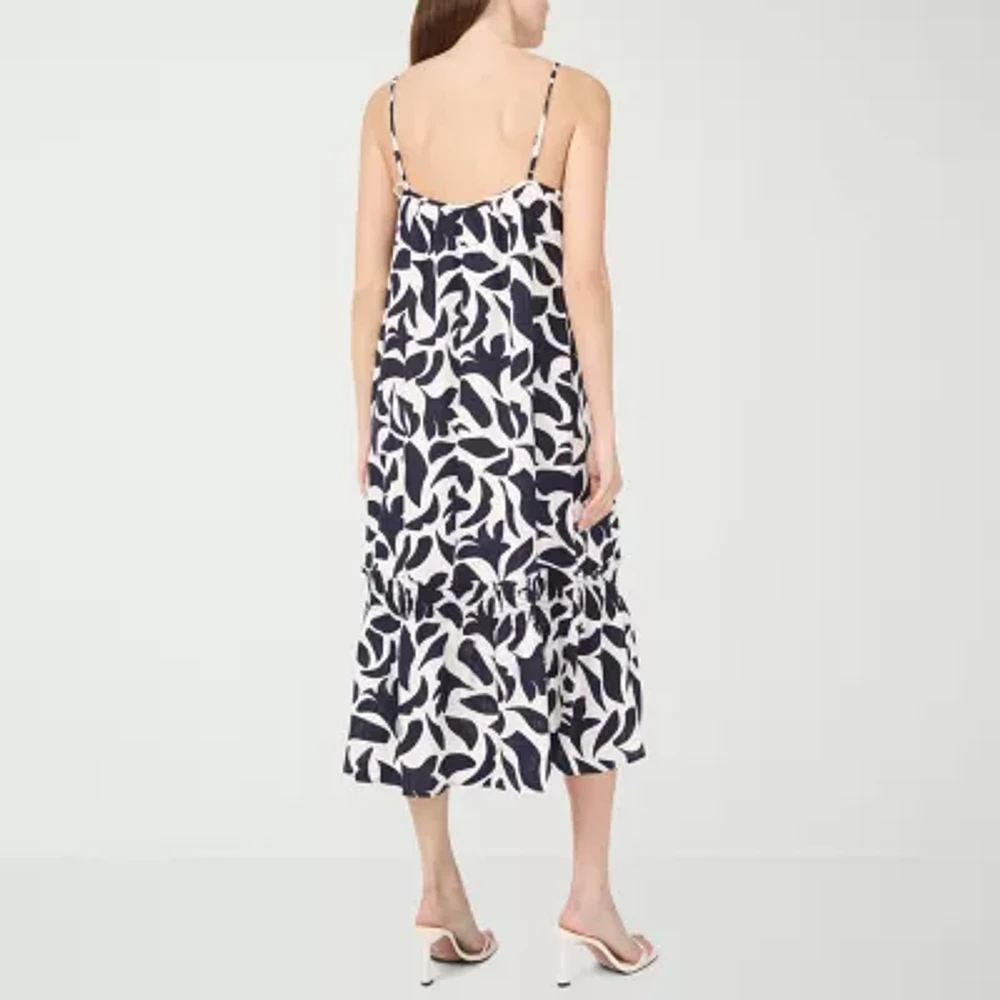 MSK Womens Sleeveless Midi Floral Shift Dress