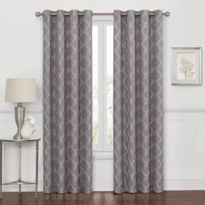Max Blackout Prescott Grommet Top Embroidered 100% Single Curtain Panel