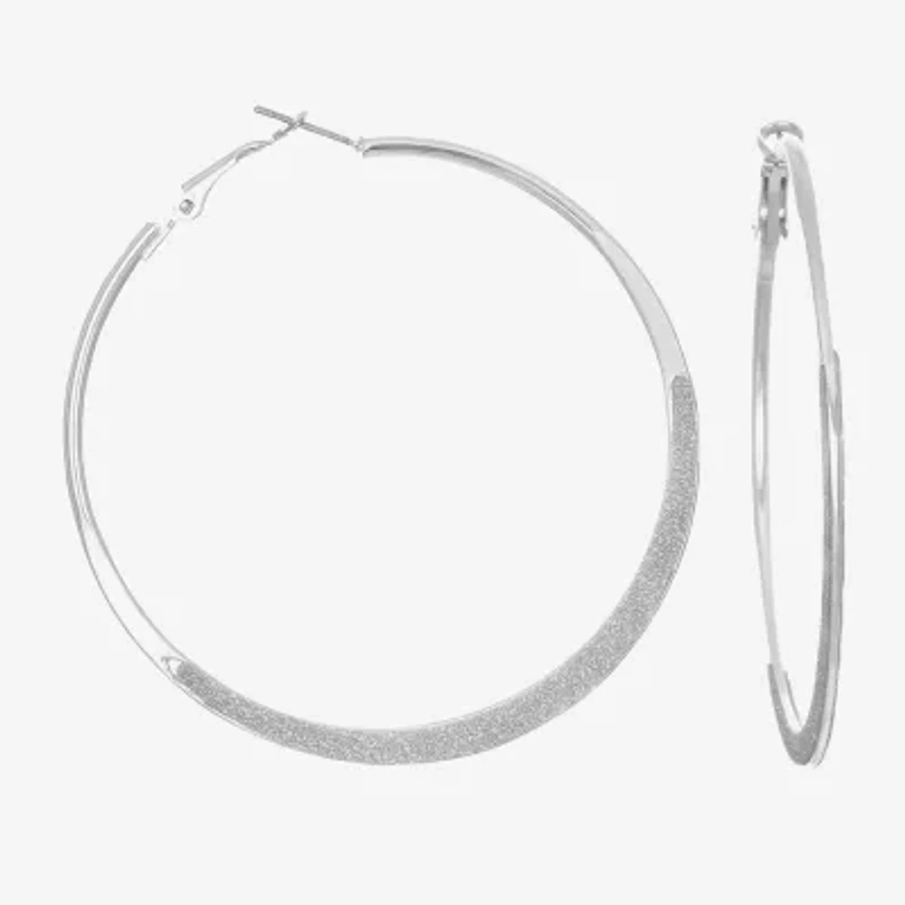 Bijoux Bar Silver Tone Womens 65mm Round Hoop Earrings