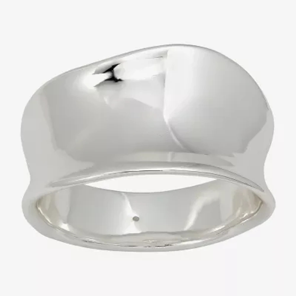Sparkle Allure Polished Wavy Womens 5.5MM Pure Silver Over Brass Band