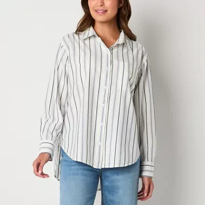 a.n.a Womens Long Sleeve Cuffed Sleeve Oversized Tall Button-Down Shirt