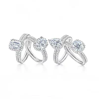 Signature By Modern Bride (G / Si1-Si2) Womens 2 CT. T.W. Lab Grown White Diamond 10K Gold Round Side Stone Halo Bridal Set
