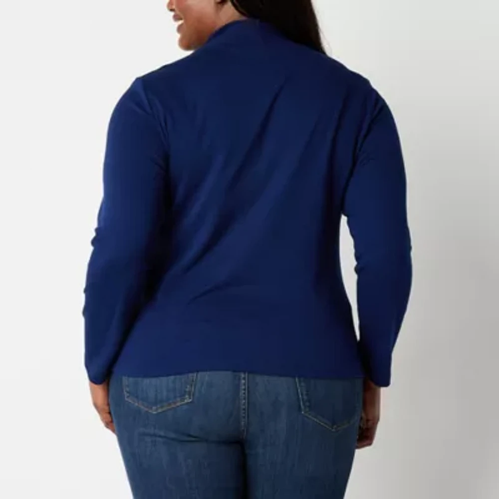 St. John's Bay Womens Mock Neck Long Sleeve Plus T-Shirt