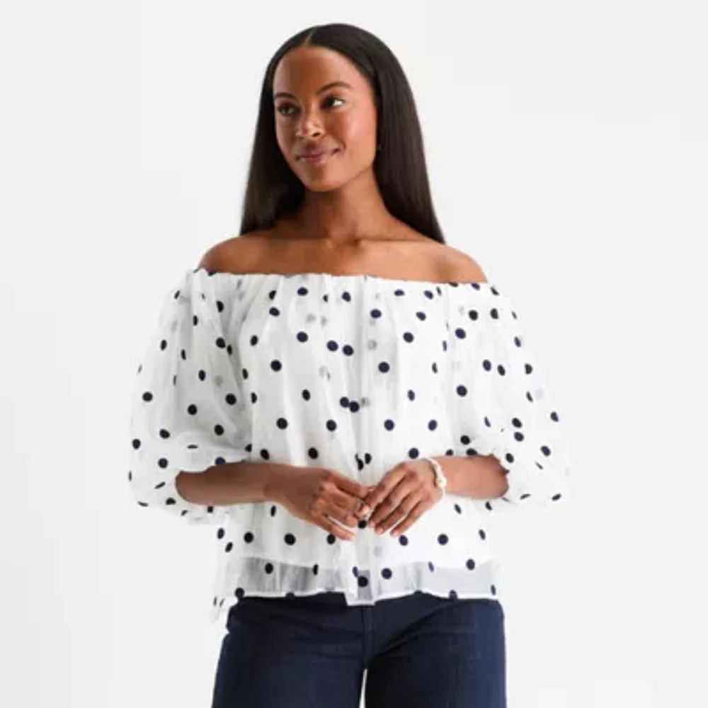 Worthington Womens Long Sleeve Blouse