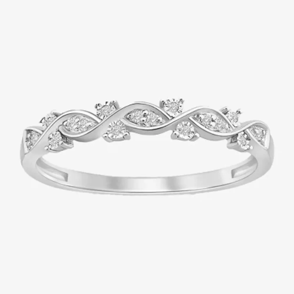 Womens Diamond Accent Natural White 10K Gold Anniversary Wedding Band