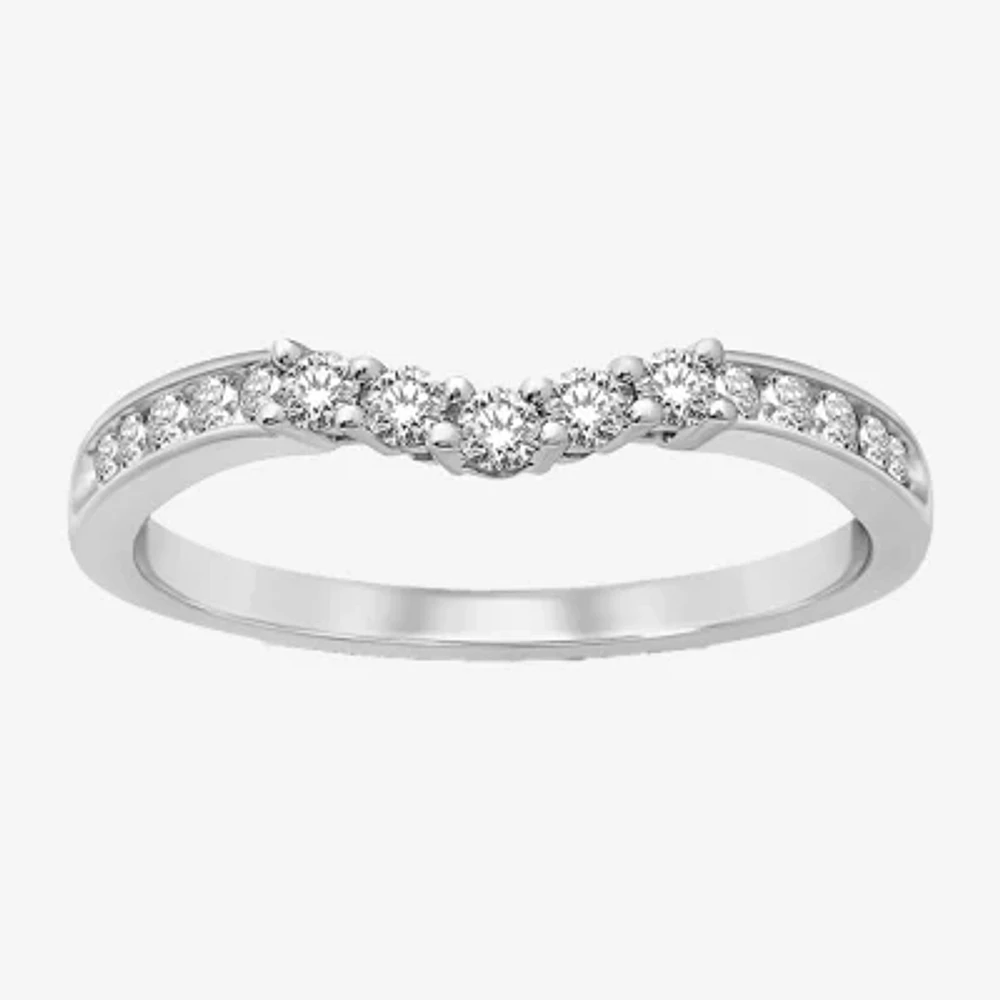 Womens 1/3 CT. T.W. Genuine White Diamond 10K White Gold Wedding Band